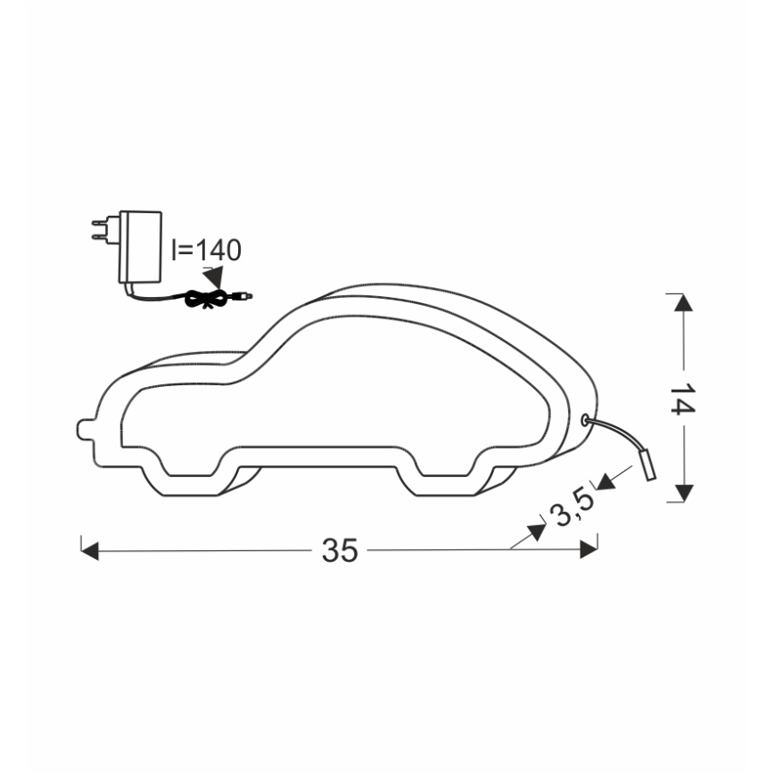 LED lasten pöytälamppu CAR, 11W/230V, musta