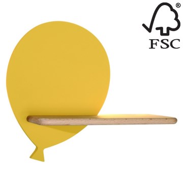 LED Lasten seinävalaisin hyllyllä BALLOON LED/4W/230V keltainen/puu - FSC-sertifioitu