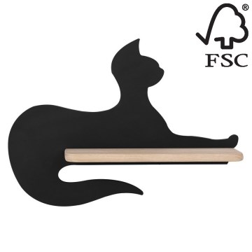 LED lasten seinävalaisin hyllyllä BLACK CAT LED/5W/230V - FSC-sertifioitu