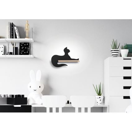 LED lasten seinävalaisin hyllyllä BLACK CAT LED/5W/230V - FSC-sertifioitu