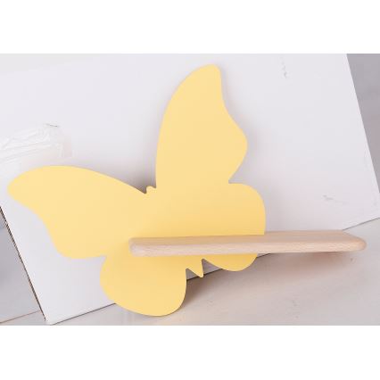 LED Lasten seinävalaisin hyllyllä BUTTERFLY LED/5W/230V keltainen/puu - FSC-sertifioitu