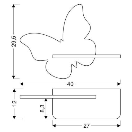 LED Lasten seinävalaisin hyllyllä BUTTERFLY LED/5W/230V vihreä/puu - FSC-sertifioitu
