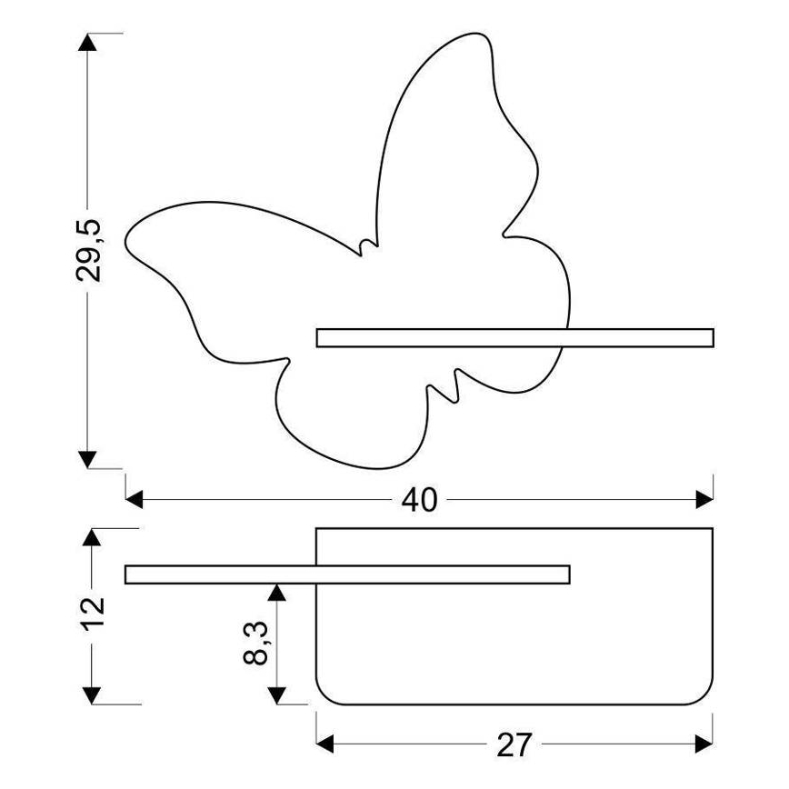 LED Lasten seinävalaisin hyllyllä BUTTERFLY LED/5W/230V vihreä/puu - FSC-sertifioitu