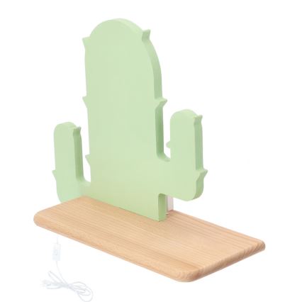 LED Lasten seinävalaisin hyllyllä CACTUS LED/4W/230V vihreä/puu - FSC-sertifioitu