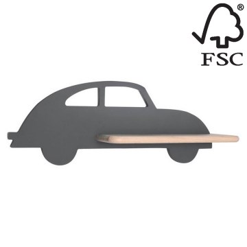 LED Lasten seinävalaisin hyllyllä CAR LED/5W/230V harmaa/puu - FSC-sertifioitu
