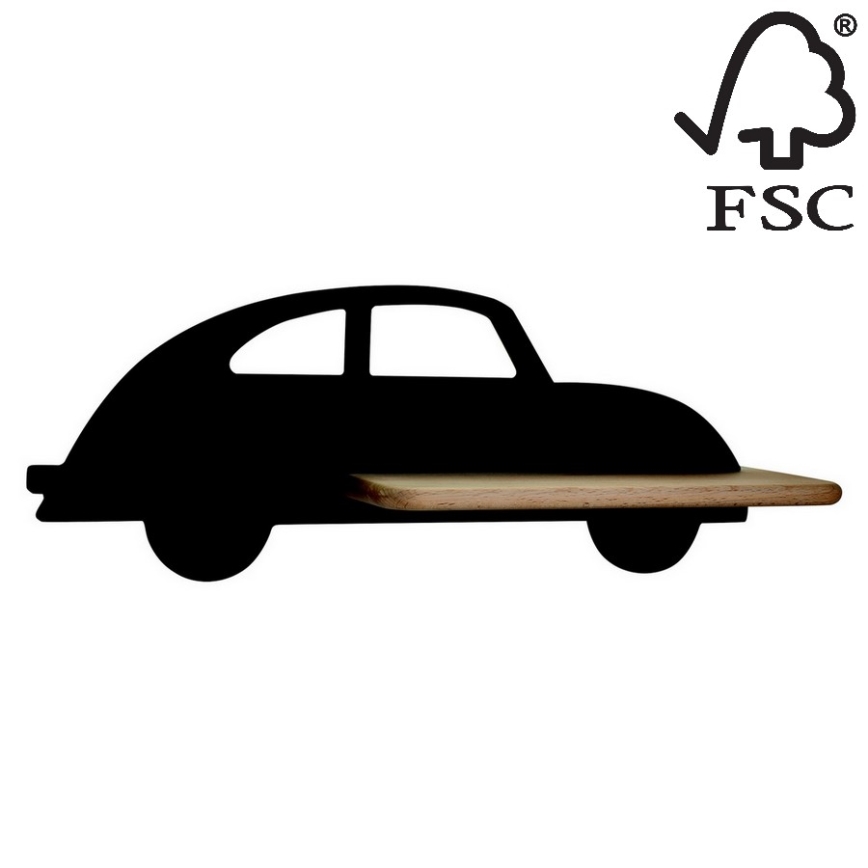LED Lasten seinävalaisin hyllyllä CAR LED/5W/230V musta/puu - FSC-sertifioitu