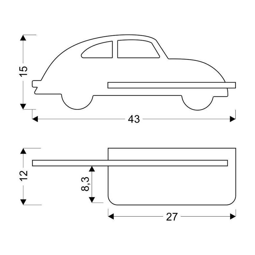 LED Lasten seinävalaisin hyllyllä CAR LED/5W/230V musta/puu - FSC-sertifioitu