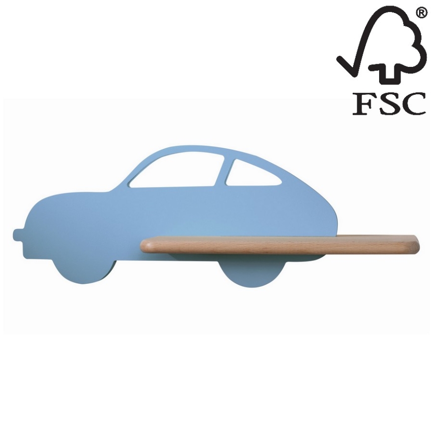 LED Lasten seinävalaisin hyllyllä CAR LED/5W/230V sininen/puu - FSC-sertifioitu