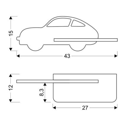 LED Lasten seinävalaisin hyllyllä CAR LED/5W/230V vihreä/puu - FSC-sertifioitu