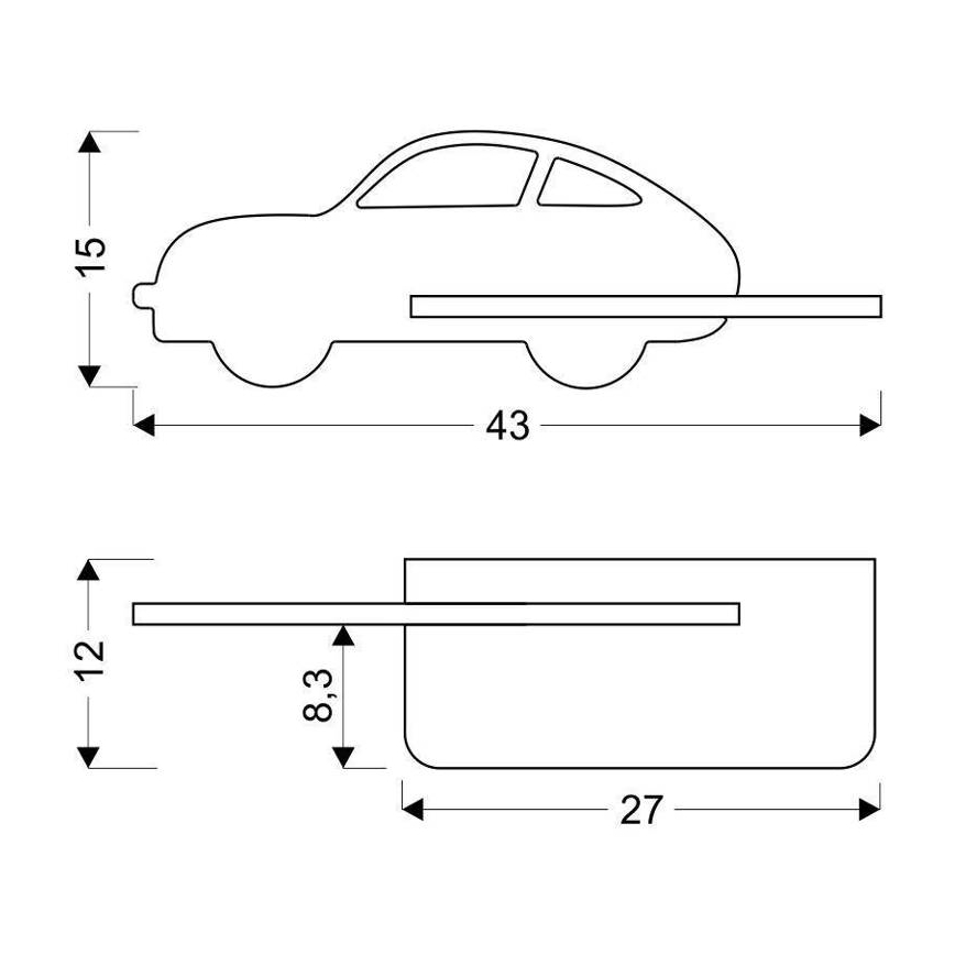 LED Lasten seinävalaisin hyllyllä CAR LED/5W/230V vihreä/puu - FSC-sertifioitu