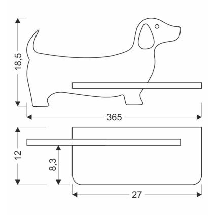 LED Lasten seinävalaisin hyllyllä DOG LED/5W/230V musta/puu - FSC-sertifioitu
