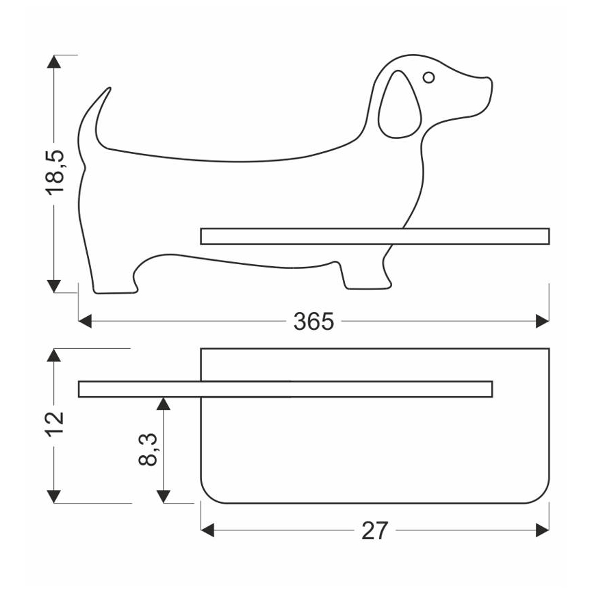 LED Lasten seinävalaisin hyllyllä DOG LED/5W/230V musta/puu - FSC-sertifioitu