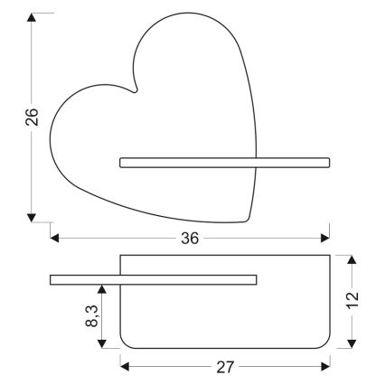 LED Lasten seinävalaisin hyllyllä HEART LED/5W/230V pinkki/puu - FSC-sertifioitu