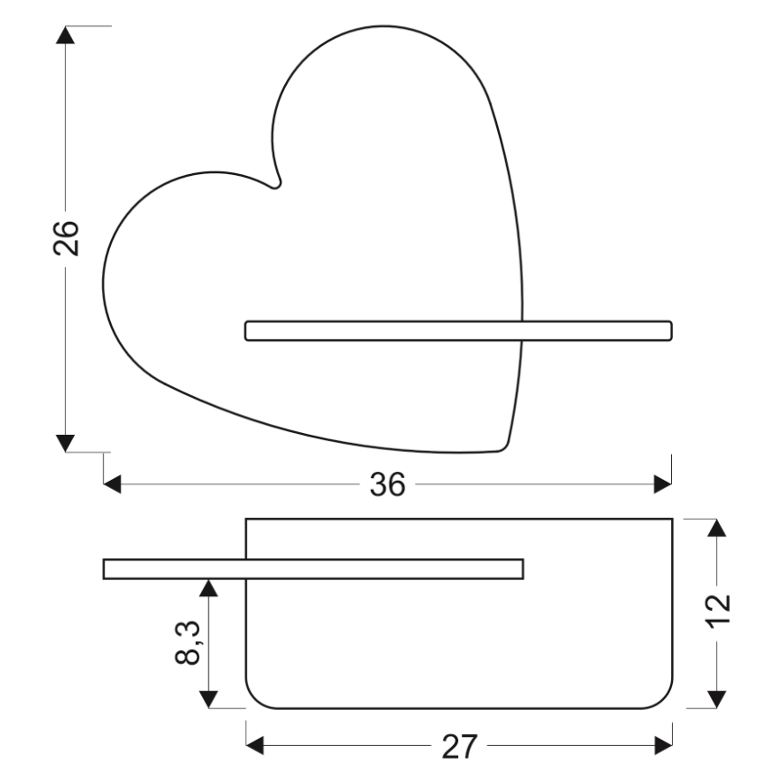 LED Lasten seinävalaisin hyllyllä HEART LED/5W/230V pinkki/puu - FSC-sertifioitu