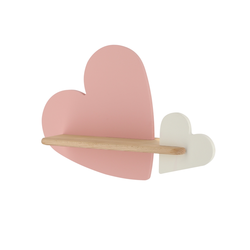 LED Lasten seinävalaisin hyllyllä HEART LED/5W/230V pinkki/valkoinen/puu - FSC-sertifioitu