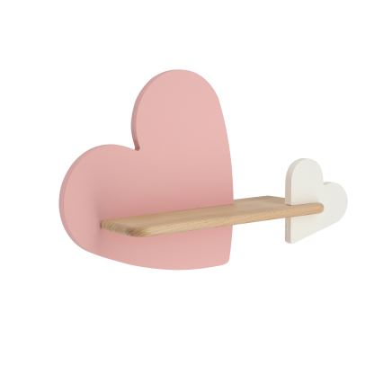 LED Lasten seinävalaisin hyllyllä HEART LED/5W/230V pinkki/valkoinen/puu - FSC-sertifioitu