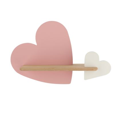 LED Lasten seinävalaisin hyllyllä HEART LED/5W/230V pinkki/valkoinen/puu - FSC-sertifioitu