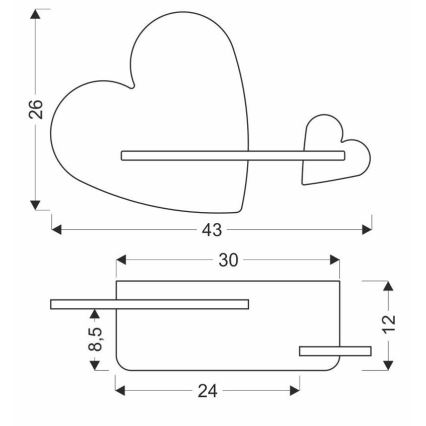 LED Lasten seinävalaisin hyllyllä HEART LED/5W/230V pinkki/valkoinen/puu - FSC-sertifioitu