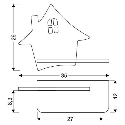 LED Lasten seinävalaisin hyllyllä HOUSE LED/4W/230V harmaa/puu - FSC-sertifioitu