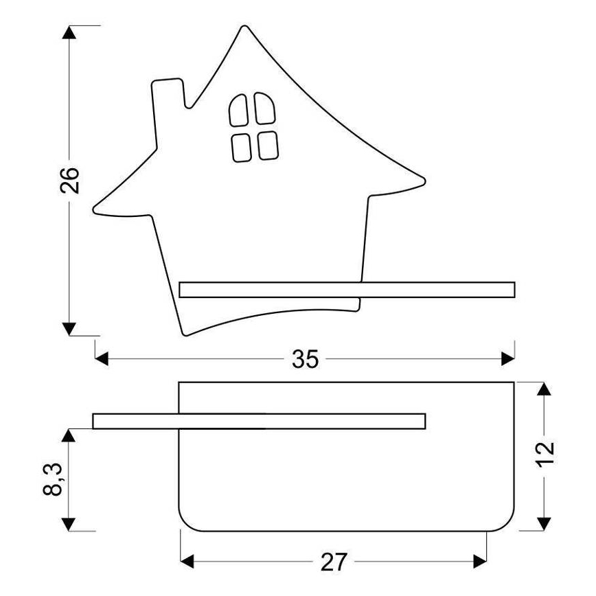 LED Lasten seinävalaisin hyllyllä HOUSE LED/4W/230V harmaa/puu - FSC-sertifioitu