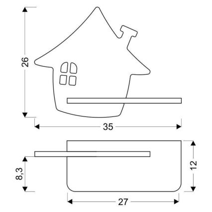 LED Lasten seinävalaisin hyllyllä HOUSE LED/4W/230V vihreä/puu - FSC-sertifioitu