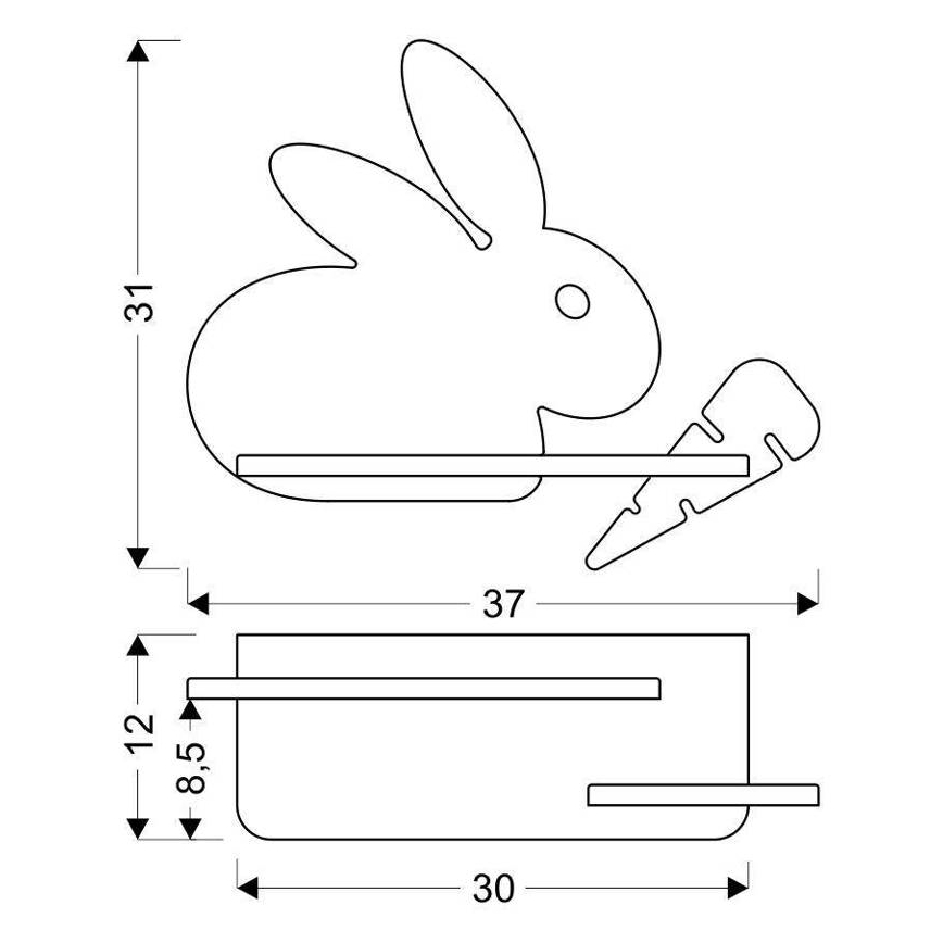 LED Lasten seinävalaisin hyllyllä RABBIT LED/4W/230V harmaa/valkoinen/puu - FSC-sertifioitu