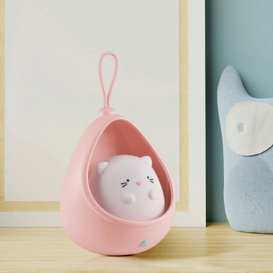 LED Lasten suuntaus kevyt anturilla KITTY LED/0,5W/5V USB 1200 mAh vaaleanpunainen