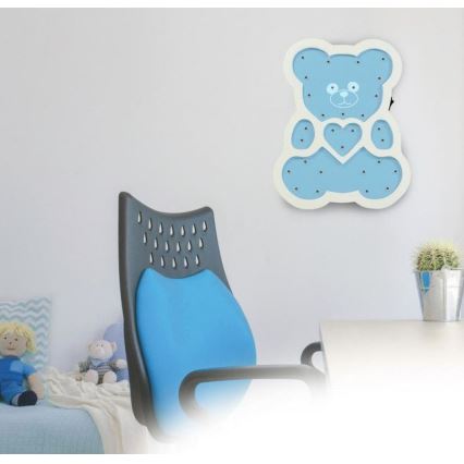 LED Lasten lamppu LED/2xAA sininen nalle