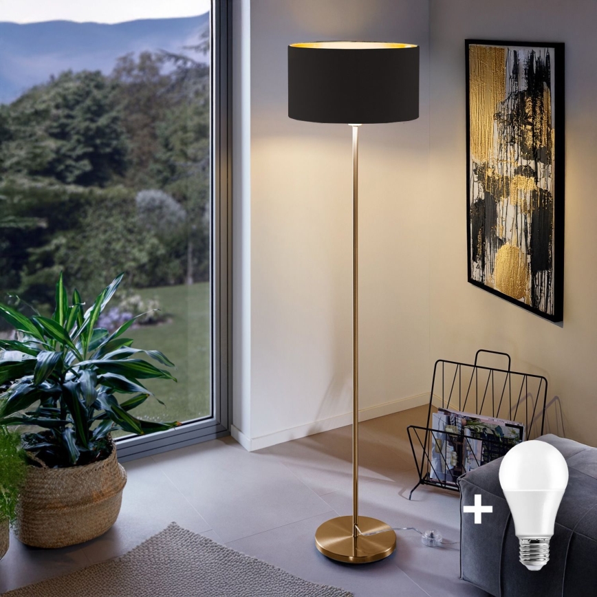 LED-lattiavalaisin TUNJA 1xE27/20W/230V halkaisija 38 cm kultainen/musta