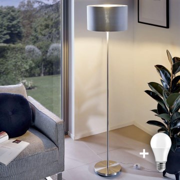 LED-lattiavalaisin TUNJA 1xE27/20W/230V halkaisija 38 cm mattakromi/harmaa