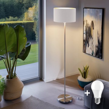 LED-lattiavalaisin TUNJA 1xE27/20W/230V halkaisija 38 cm mattakromi/valkoinen