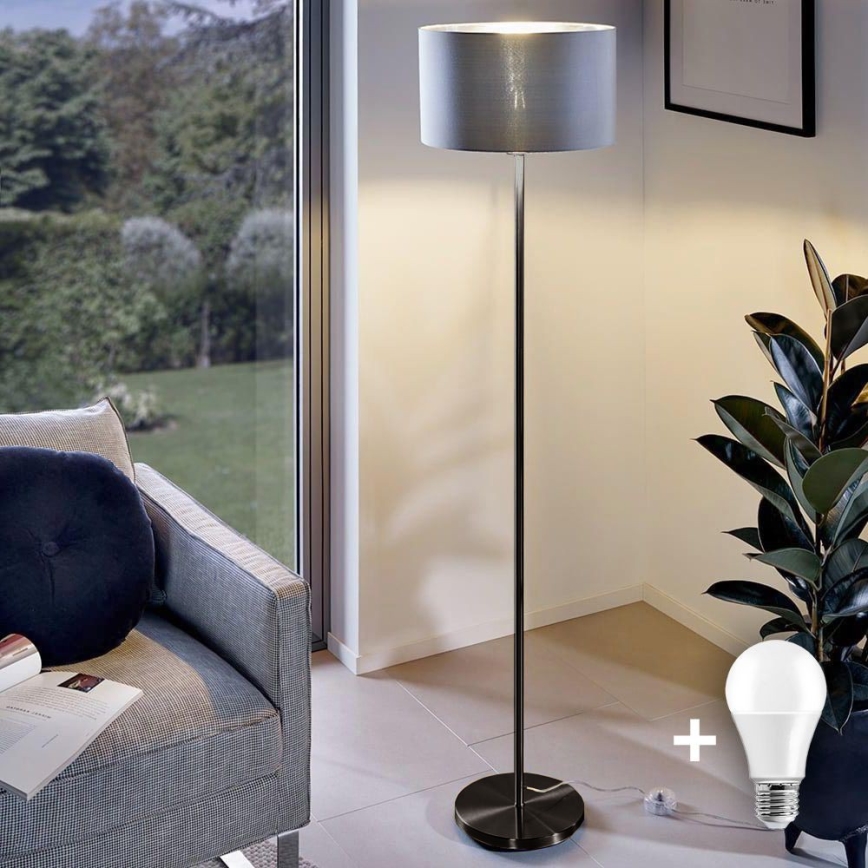 LED-lattiavalaisin TUNJA 1xE27/20W/230V halkaisija 38 cm musta/harmaa
