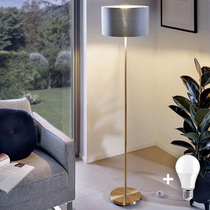 LED-lattiavalaisin TUNJA 1xE27/20W/230V Ø 38 cm kulta/harmaa