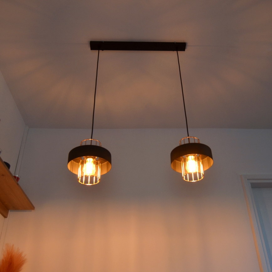 LED LED-kattokruunu johdossa VOLTA 2xE27/15W/230V musta/kulta