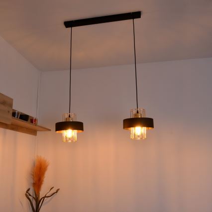 LED LED-kattokruunu johdossa VOLTA 2xE27/15W/230V musta/kulta