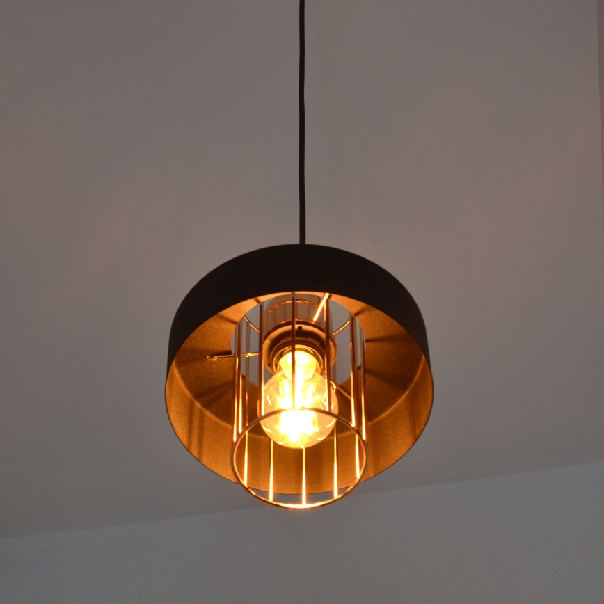 LED LED-kattokruunu johdossa VOLTA 2xE27/15W/230V musta/kulta