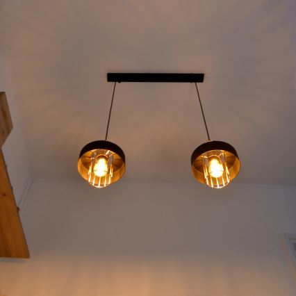 LED LED-kattokruunu johdossa VOLTA 2xE27/15W/230V musta/kulta