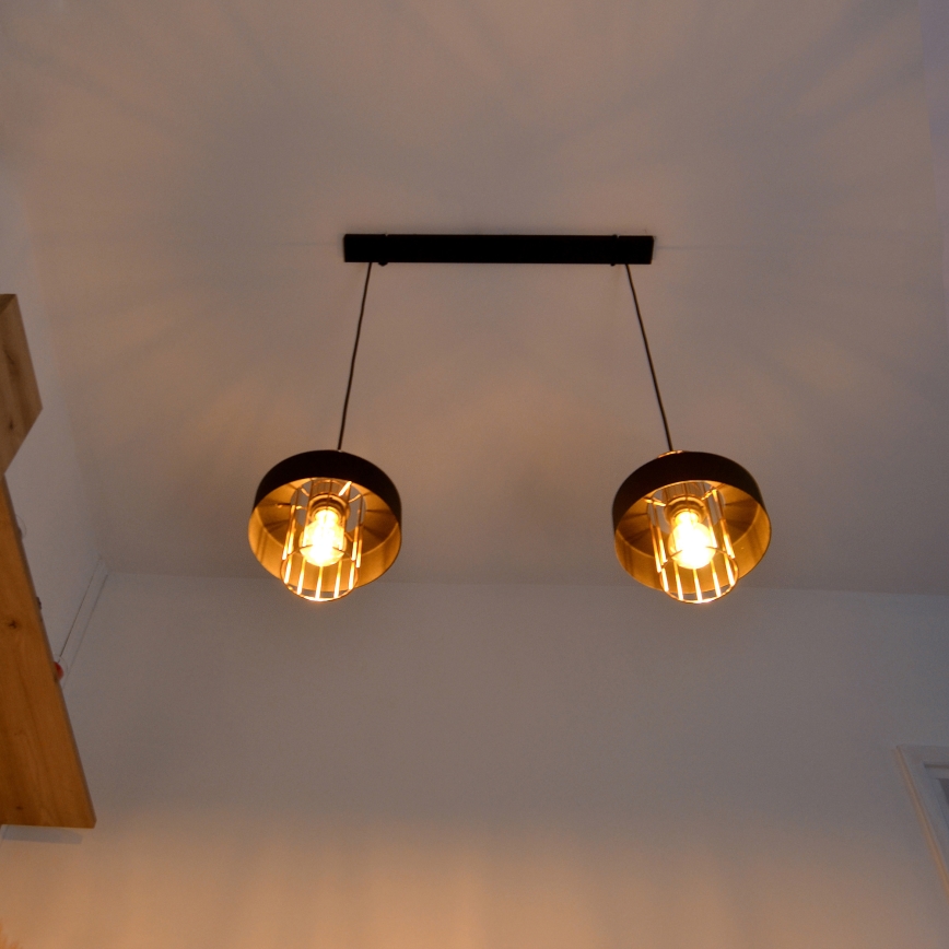 LED LED-kattokruunu johdossa VOLTA 2xE27/15W/230V musta/kulta