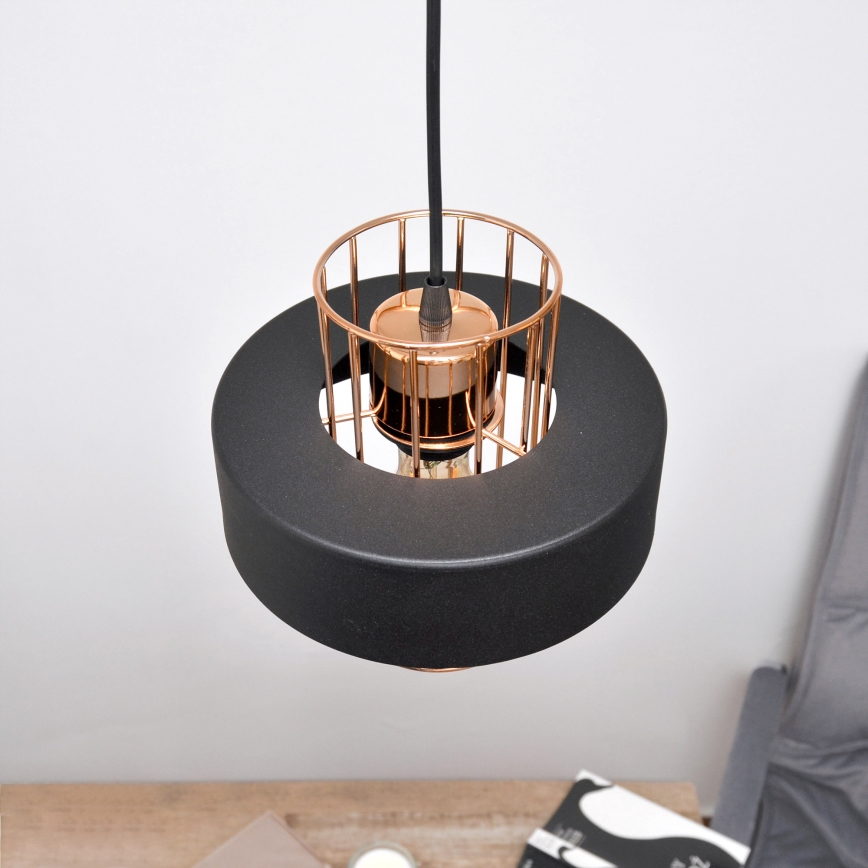 LED LED-kattokruunu johdossa VOLTA 2xE27/15W/230V musta/kulta