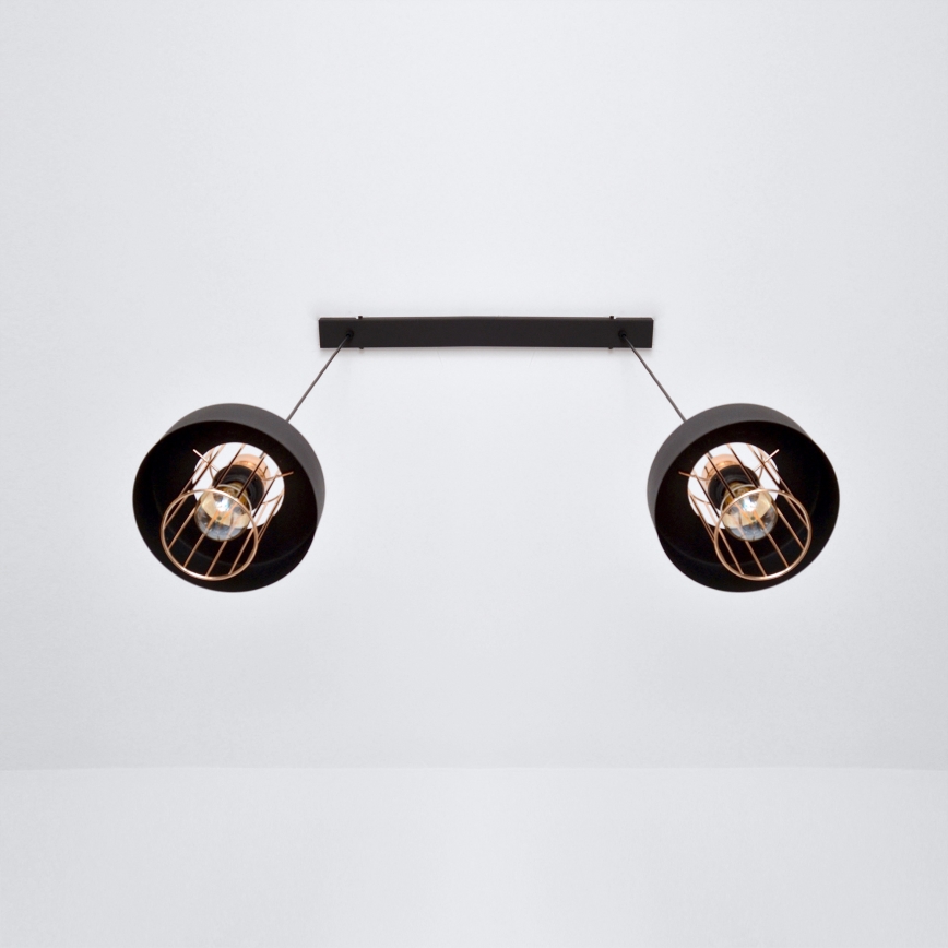 LED LED-kattokruunu johdossa VOLTA 2xE27/15W/230V musta/kulta