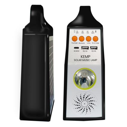 LED Monitoiminen aurinko lamppu kaiuttimella ja virtapankki LED/5W/7200mAh IP65