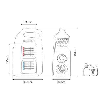 LED Monitoiminen aurinko lamppu kaiuttimella ja virtapankki LED/5W/7200mAh IP65