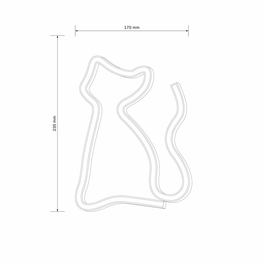 LED Neon seinäkoriste CAT LED/3W/3xAA USB keltainen