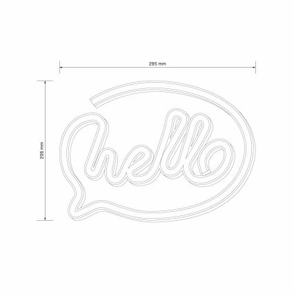 LED Neon seinäkoriste HELLO LED/3W/3xAA USB vaaleanpunainen