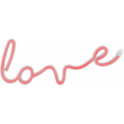 LED Neon seinäkoriste LOVE LED/3W/3xAA USB punainen