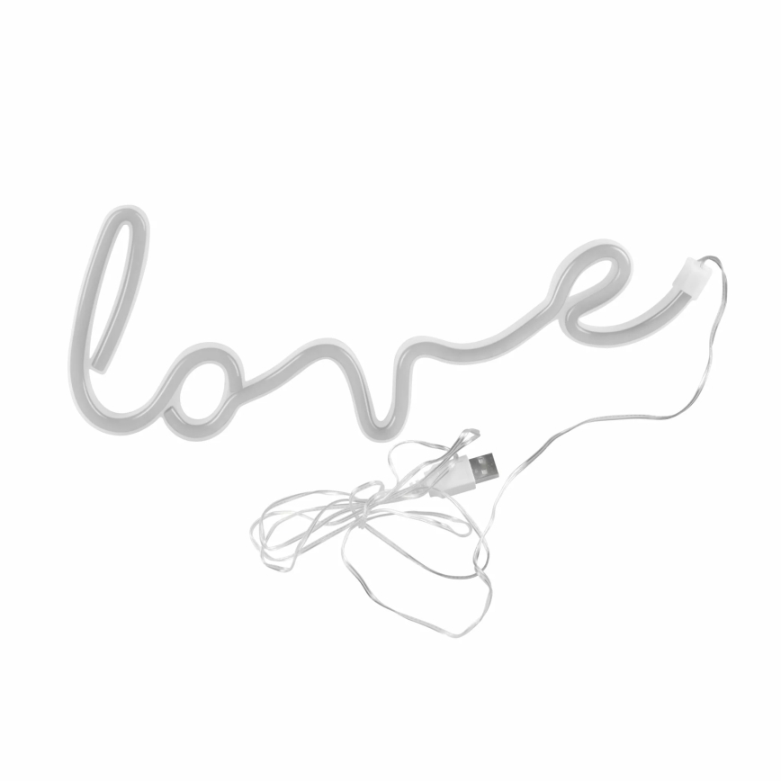 LED Neon seinäkoriste LOVE LED/3W/3xAA USB punainen