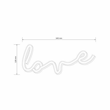 LED Neon seinäkoriste LOVE LED/3W/3xAA USB punainen