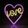 LED Neon seinäkoriste LOVE LED/3W/3xAA USB vaaleanpunainen