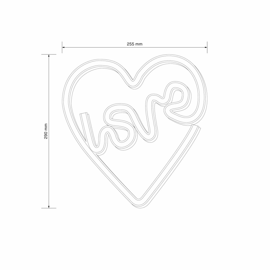 LED Neon seinäkoriste LOVE LED/3W/3xAA USB vaaleanpunainen