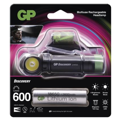 LED-otsalamppu GP DISCOVERY CHR35 LED/3,7V/2600mAh